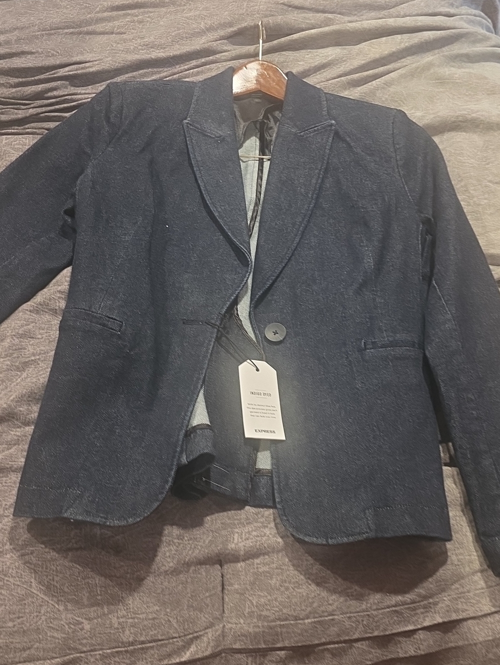 Express Dark Navy Denim Blazer